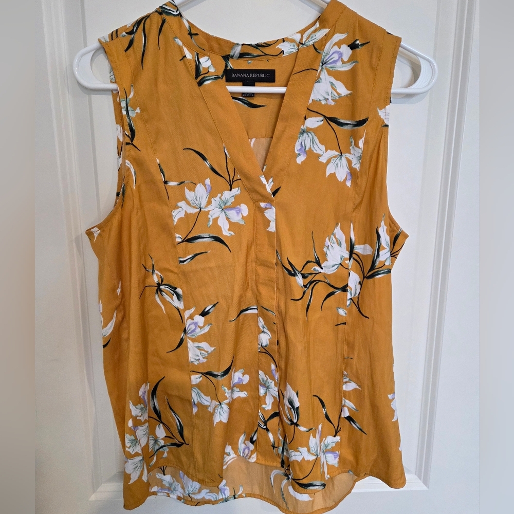 Banana Republic Mustard Floral Blouse